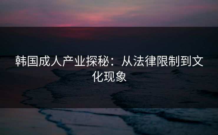 韩国成人产业探秘:从法律限制到文化现象 韩国成人产业探秘:从法律限制到文化现象