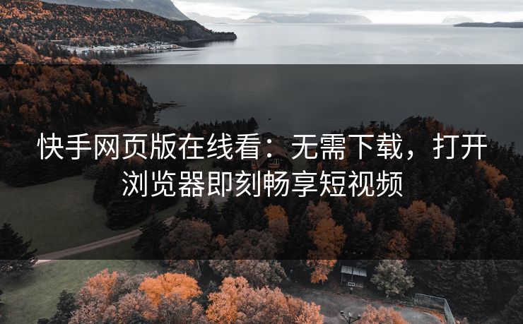 快手网页版在线看：无需下载，打开浏览器即刻畅享短视频