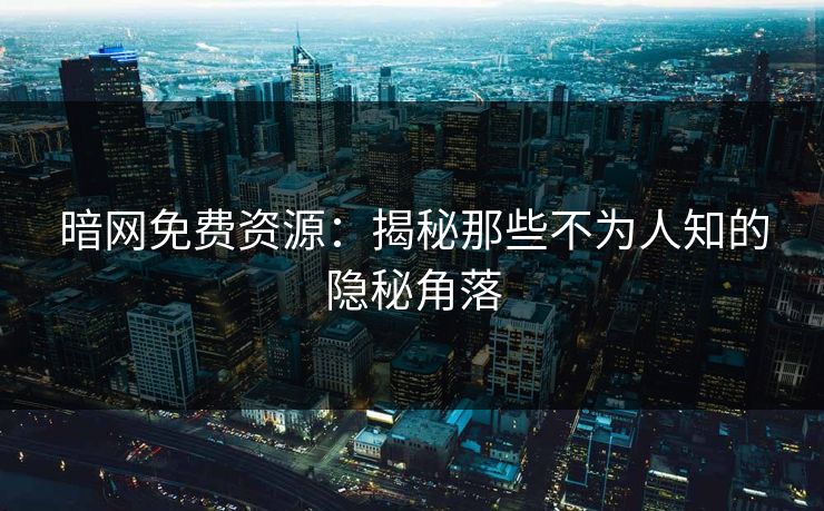 暗网免费资源：揭秘那些不为人知的隐秘角落
