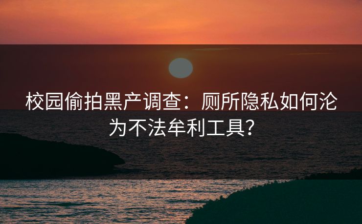 校园偷拍黑产调查：厕所隐私如何沦为不法牟利工具？